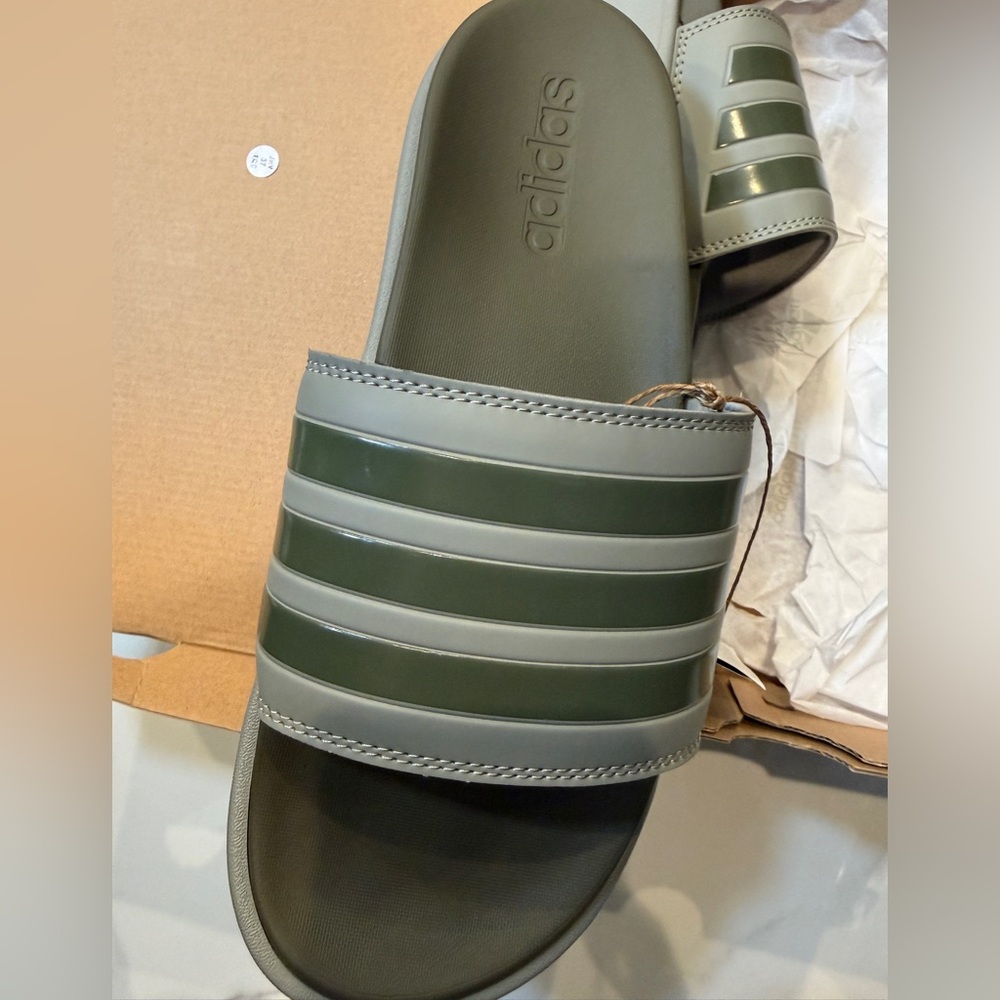 adidas women Olive Green Platform Slide Sandals